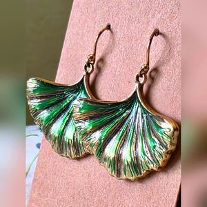 Elegant Green and Gold Leaf Earrings